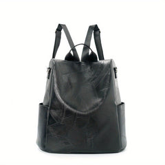 Anti Theft PU Leather Backpack Large Capacity School Travel Bag