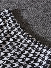 Girl's Houndstooth 2pcs Peplum Shirt & Pants Set