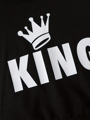 Toddler Boy Sweatshirt Set with KING Letter Print