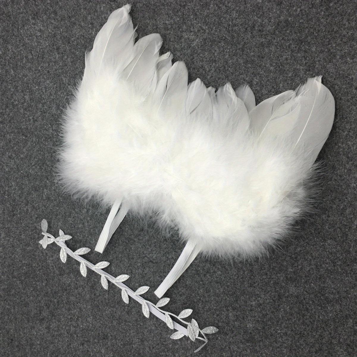 Newborn Angel Feather Leaf Hairband Set