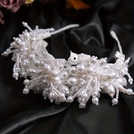 Faux Pearl Lace Hair Hoops Headband for Women Head Jewelry Hair Accessories