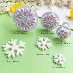 3pcs Snowflake Pattern Cookie Plunger Cutter Fondant Mold