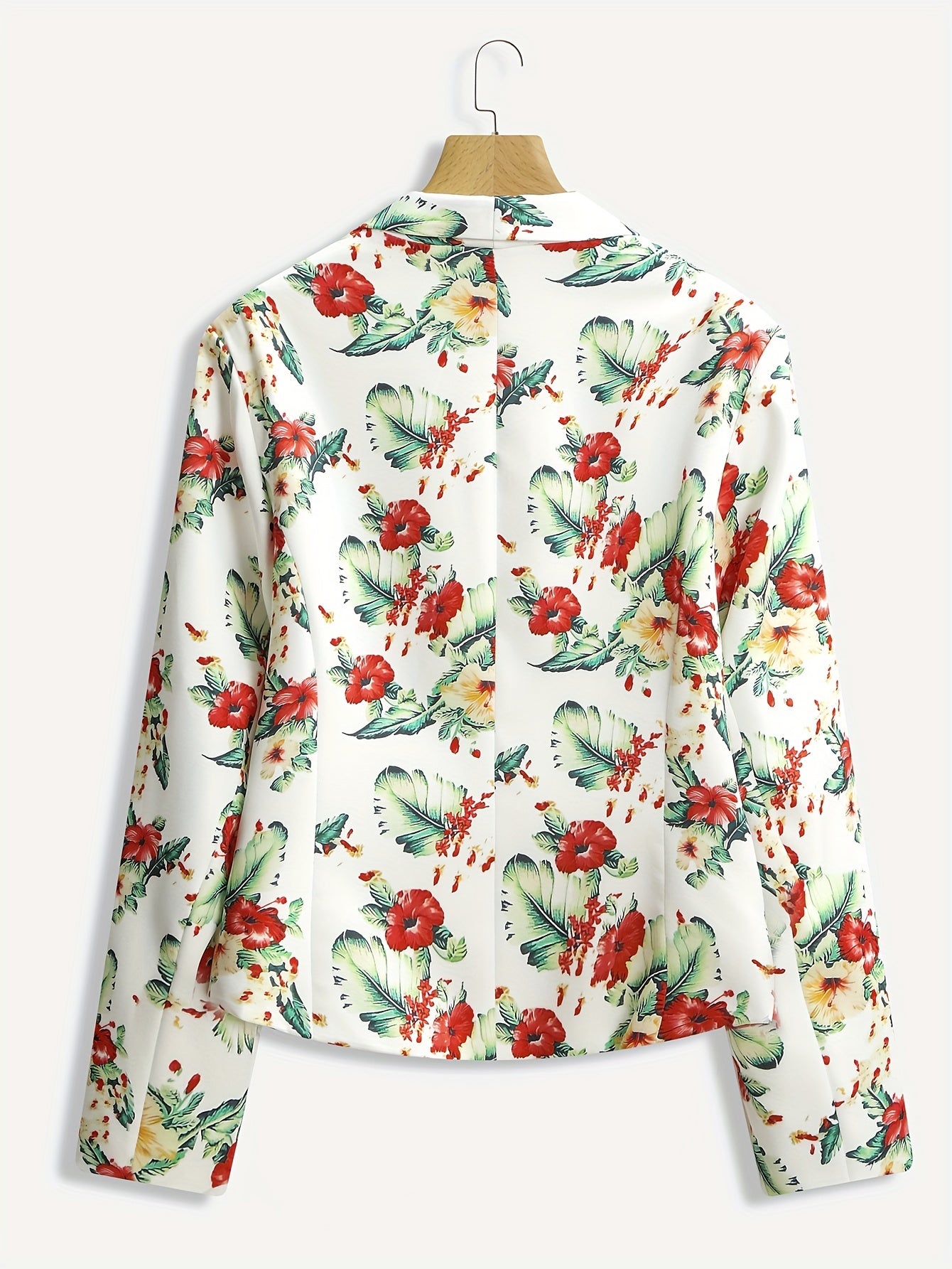  Floral Print Long Sleeve Blazer