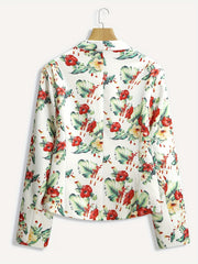  Floral Print Long Sleeve Blazer