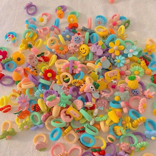 20pcs Cartoon Fruits Hair Tie Elastic Hair Bands Baby Girls Hair Accessories