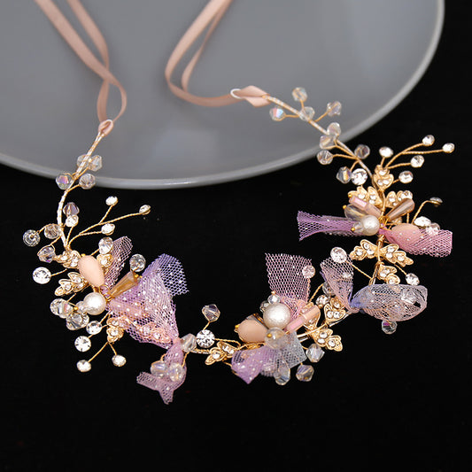Colorful Crystal Braided Headbands for Bride