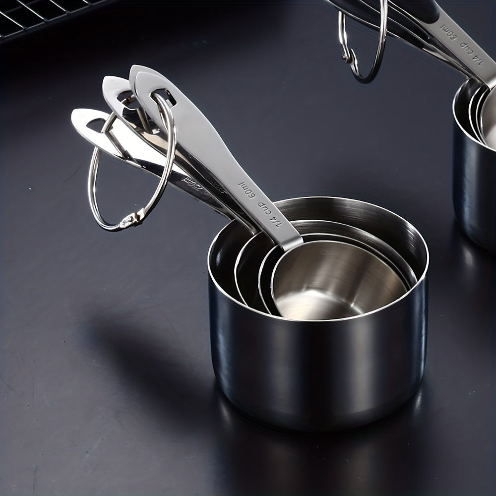 4pcs Metal Measuring Spoon Set Stainless Steel for Dry & Liquid Ingredients