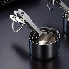 4pcs Metal Measuring Spoon Set Stainless Steel for Dry & Liquid Ingredients