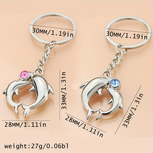 Cartoon Couple Dolphin Keychain Pendant Gift