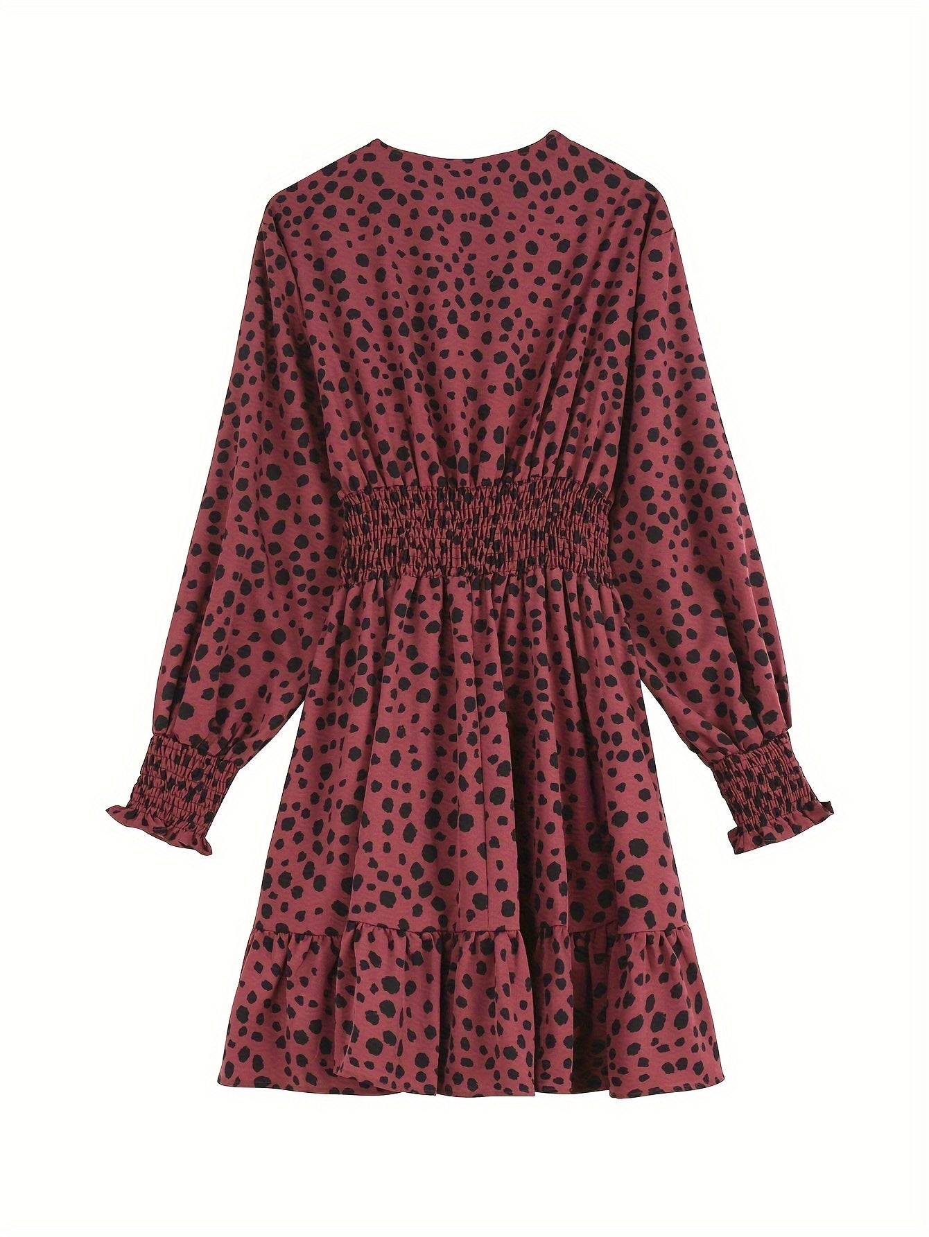 Women's Plus Dalmatian Print Lantern Sleeve Mini Dress