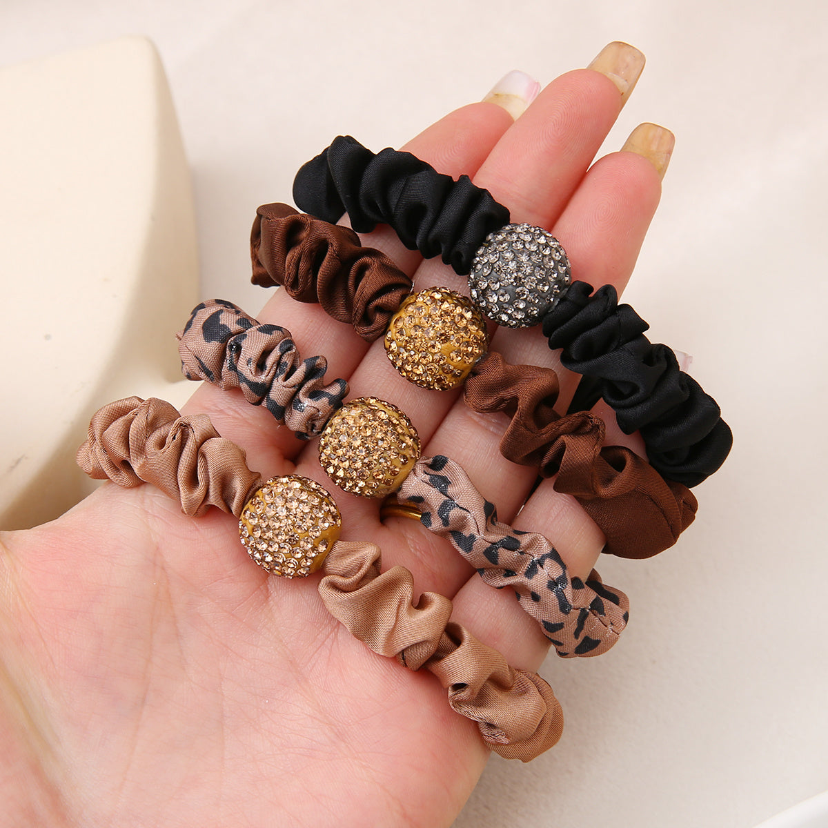 Rhinestone Hair Tie 1 Pack - Fabric