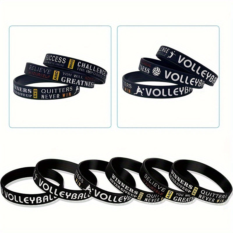 3 Pcs Volleyball Bracelet Inspirational Silicone Wristband for Fans