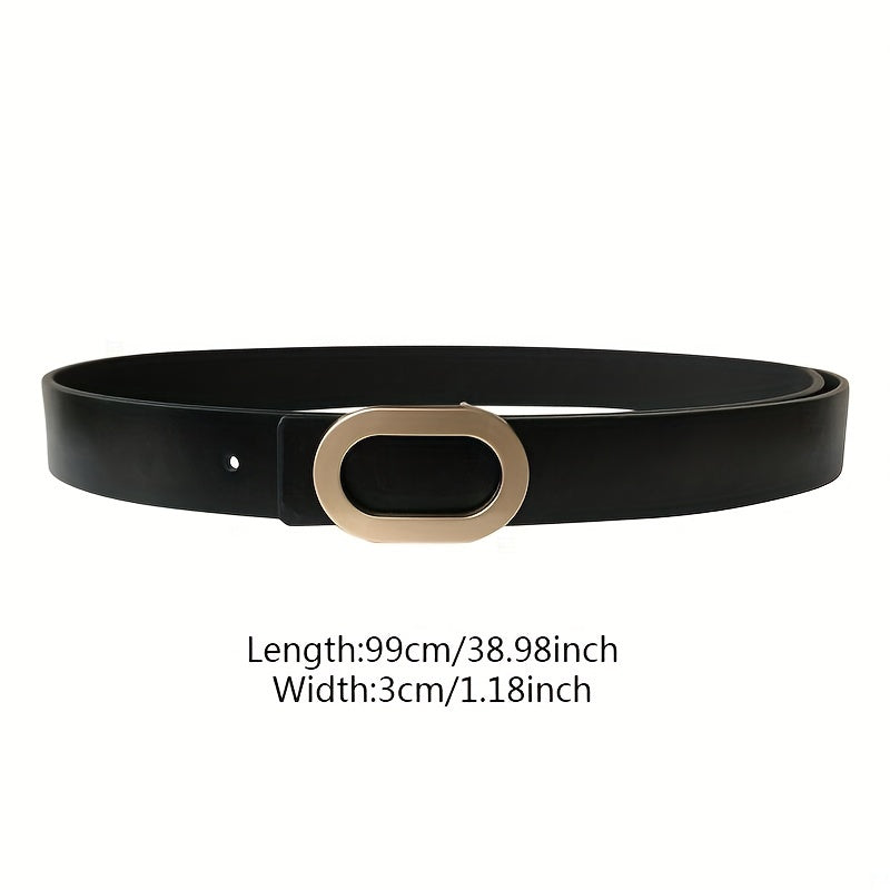 Oval Metal Buckle Thin Belt PU Leather Girdle