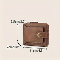 Men's Tree Pattern Zipper Buckle PU Credit Card Holder Small Coin Wallet