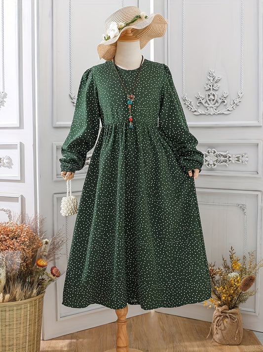 Girls Polka Dot Long Sleeve Dress for Fall Spring