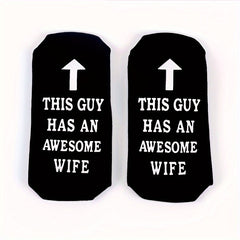 Men's Funny Novelty Socks Awesome Wife Cotton Crew Socks