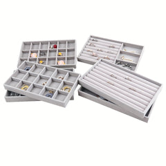 Grey Velvet Jewelry Tray Display Organizer