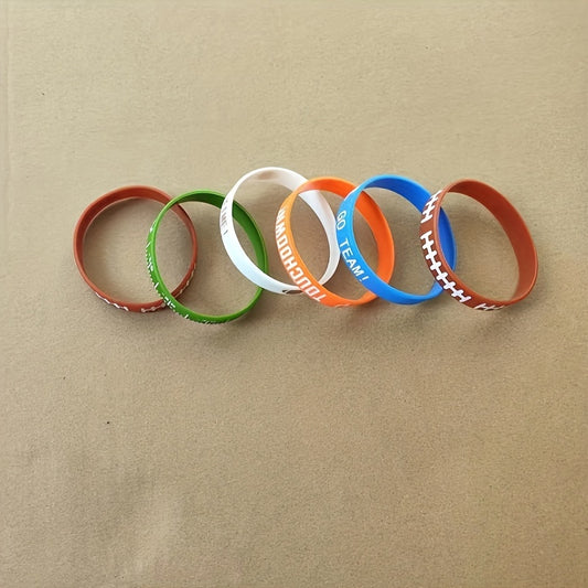 6 Football Theme Bracelets for Party Favors