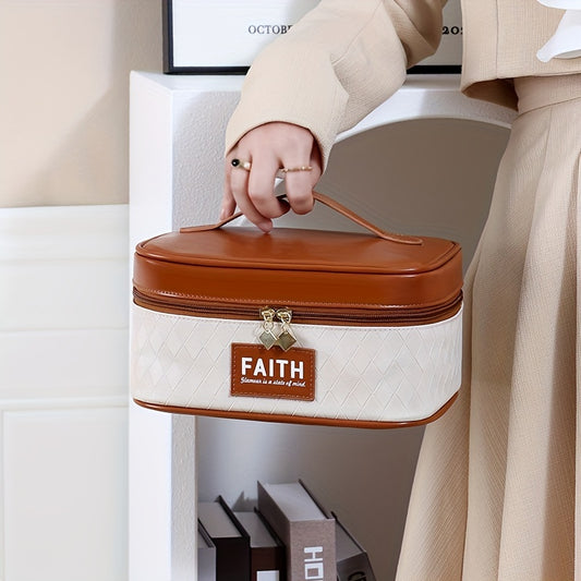 Portable Travel Makeup Organizer with Handle for Girls Women