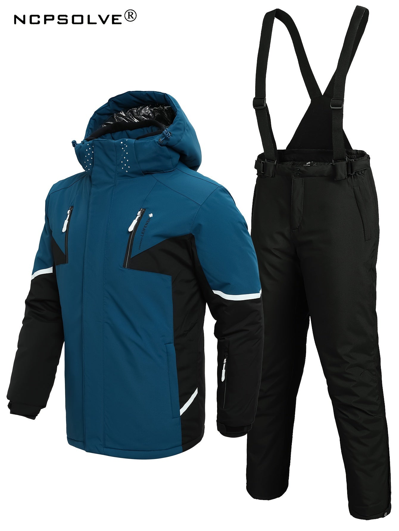 Men's Thermal Ski Jacket & Bib Pants Set for Outdoor Climbing Skiing