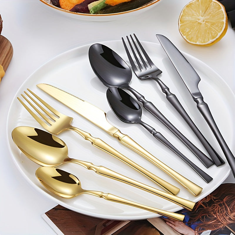 24pcs Stainless Steel Small Waist Western Cutlery Set with Rack
