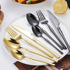 24pcs Stainless Steel Small Waist Western Cutlery Set with Rack