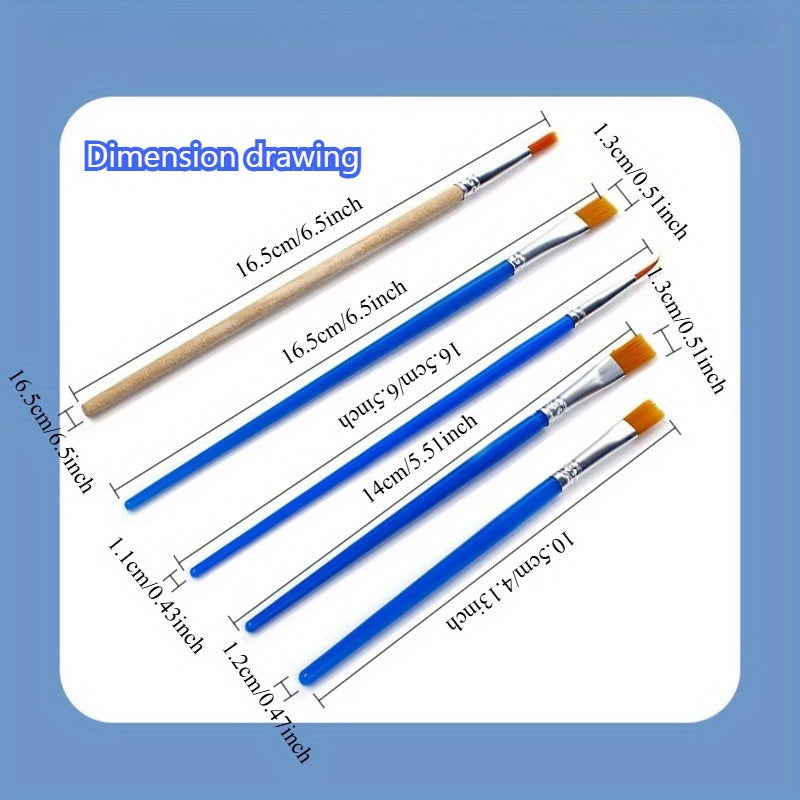 Professional Artist Brushes Set Nylon Bristles Plastic Wood Handle Golden Tip