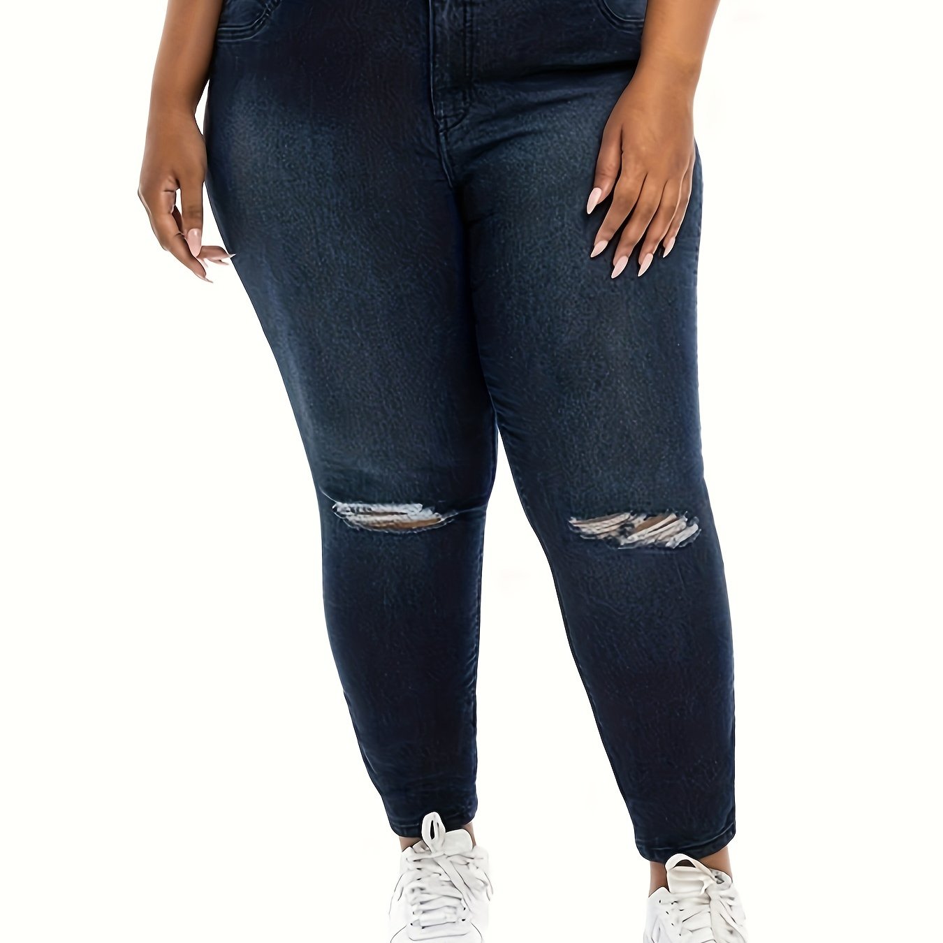 Distressed Ripped High Rise Skinny Jeans Plus Size