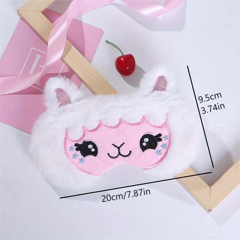 Cartoon Alpaca Eye Mask Soft Breathable Blackout Blindfold for Travel Rest Nap
