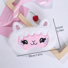 Cartoon Alpaca Eye Mask Soft Breathable Blackout Blindfold for Travel Rest Nap