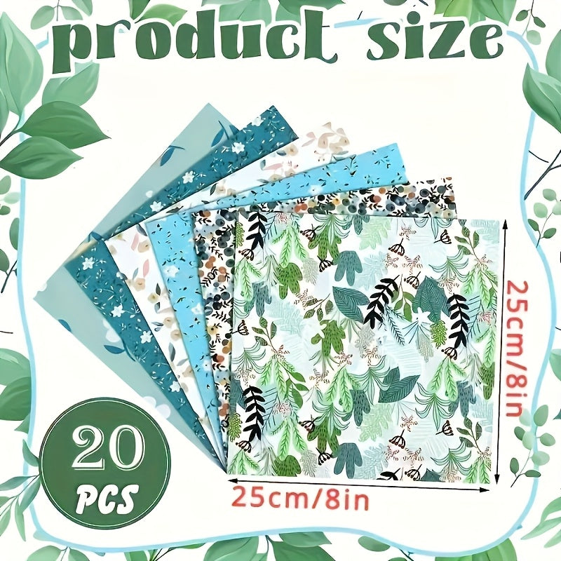 20pcs Quilting Fabric Squares Floral & Animal Patterns DIY Sewing Craft