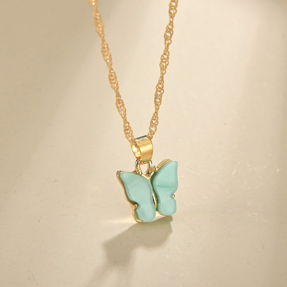 Butterfly Pendant Necklace Dainty Chain Neck Jewelry Birthday Gift