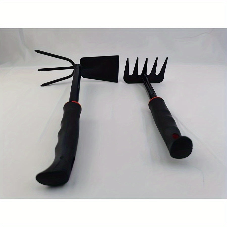 4pcs Garden Shovel & Rake Tool Set Dual purpose Hook Wide & Narrow Iron Shovel