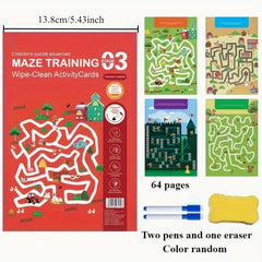 64 Page Red Children's Maze Training Book for Writing Skills