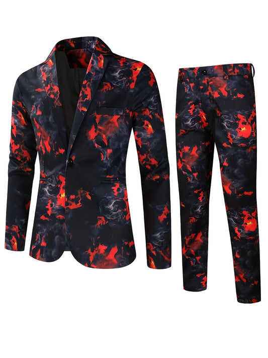 Rose Full Body Print Men's Business Suit
