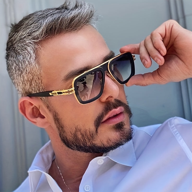 Vintage Men's Square Driving Sunglasses UV400 With Case