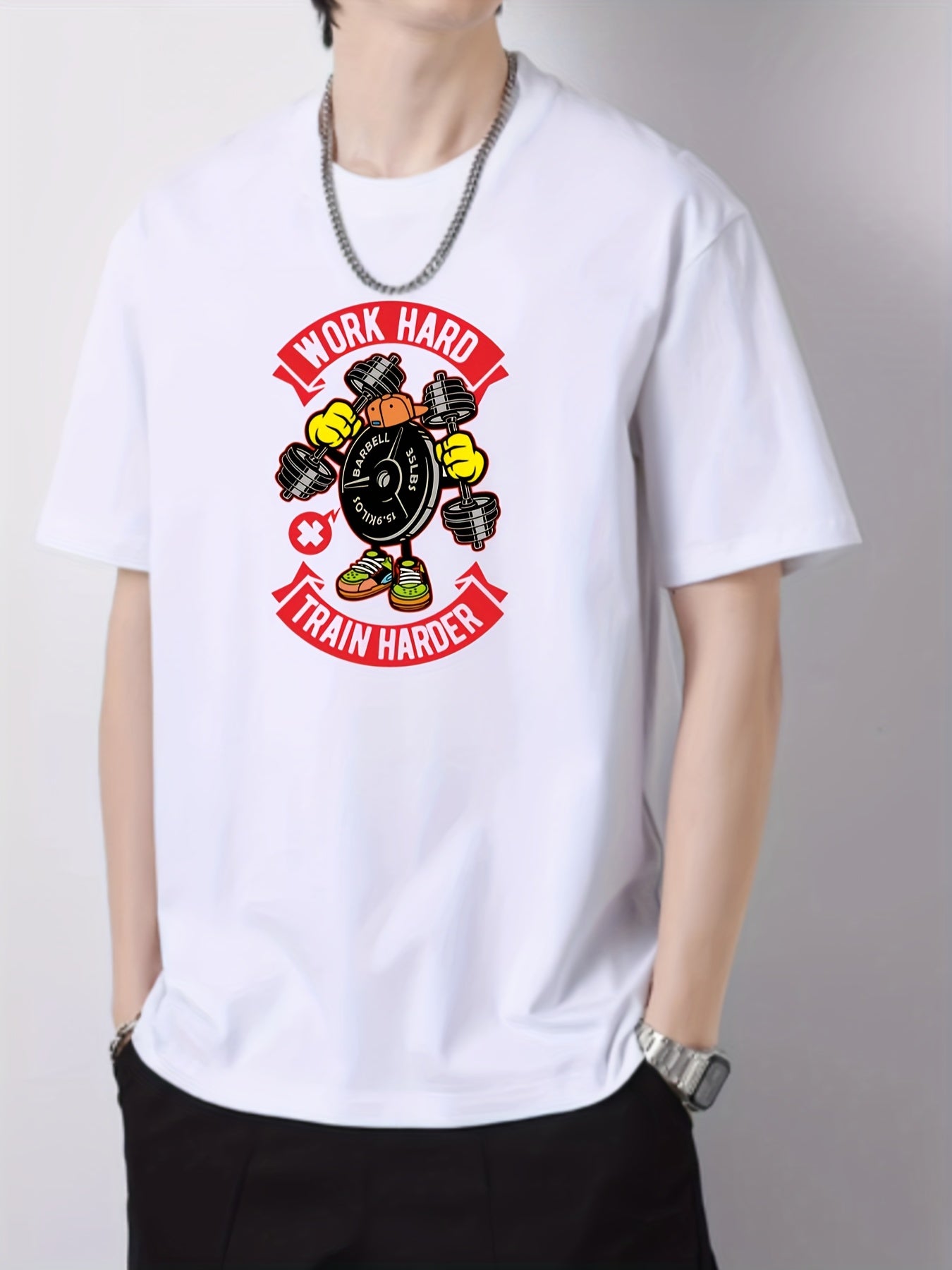 Hard Pattern Print Men's Graphic Cotton Crew Neck Active T shirt