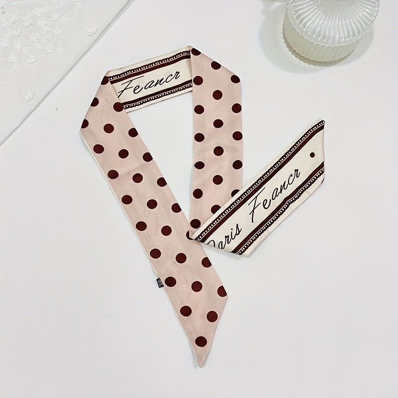 Polka Dot Print Ribbon Thin Scarf Hair Band Silk Hair Tie Hair Accessories