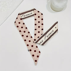Polka Dot Print Ribbon Thin Scarf Hair Band Silk Hair Tie Hair Accessories