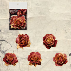 10Sheets Mysterious Rose Retro Floral Bronzing Journal Sticker