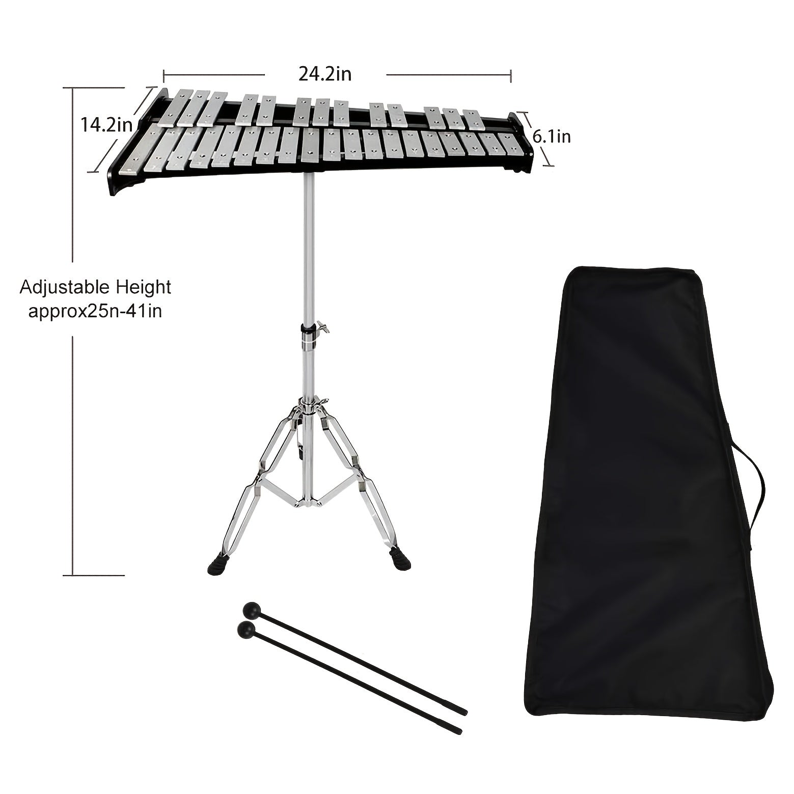 Adjustable Glockenspiel Xylophone Kit with Bag & Sticks