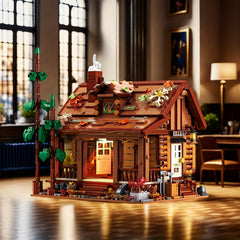 Vintage Forest Cabin Building Block Set with LED Lights