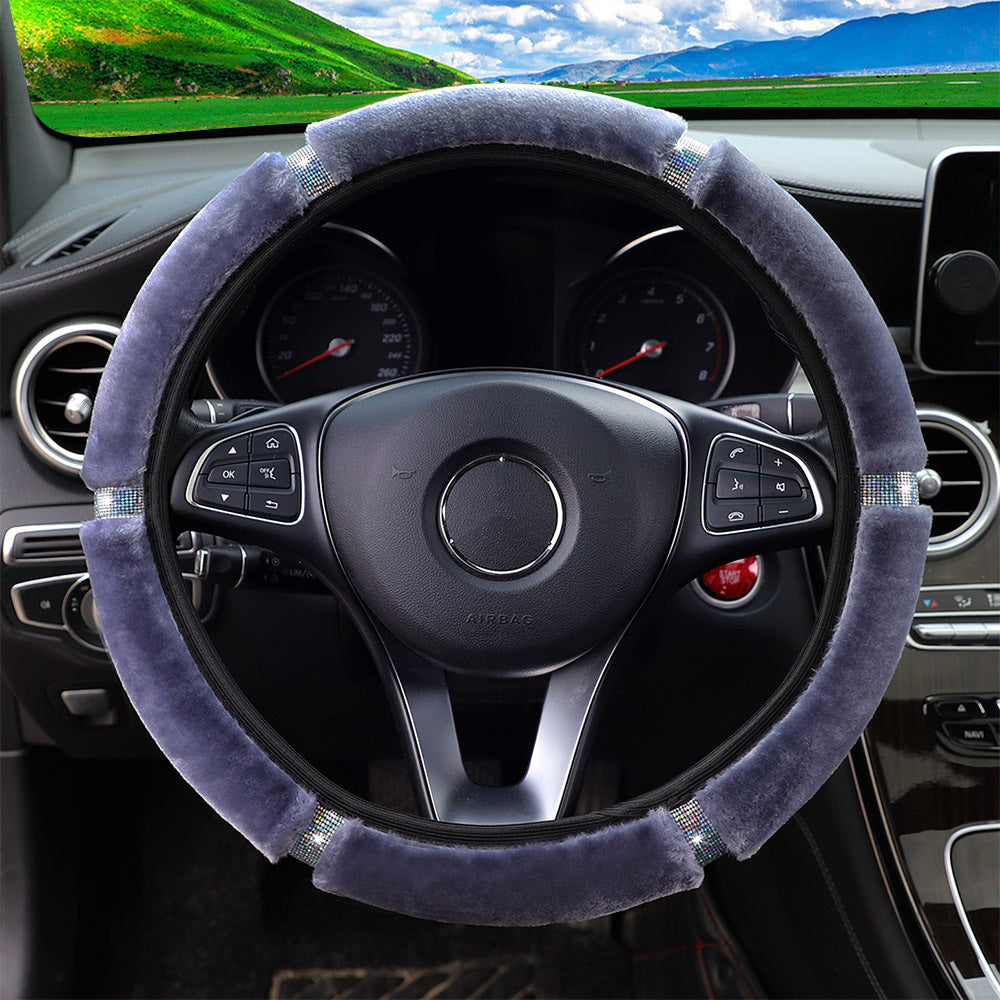 Car Plush Diamond Inlaid Steering Wheel Cover