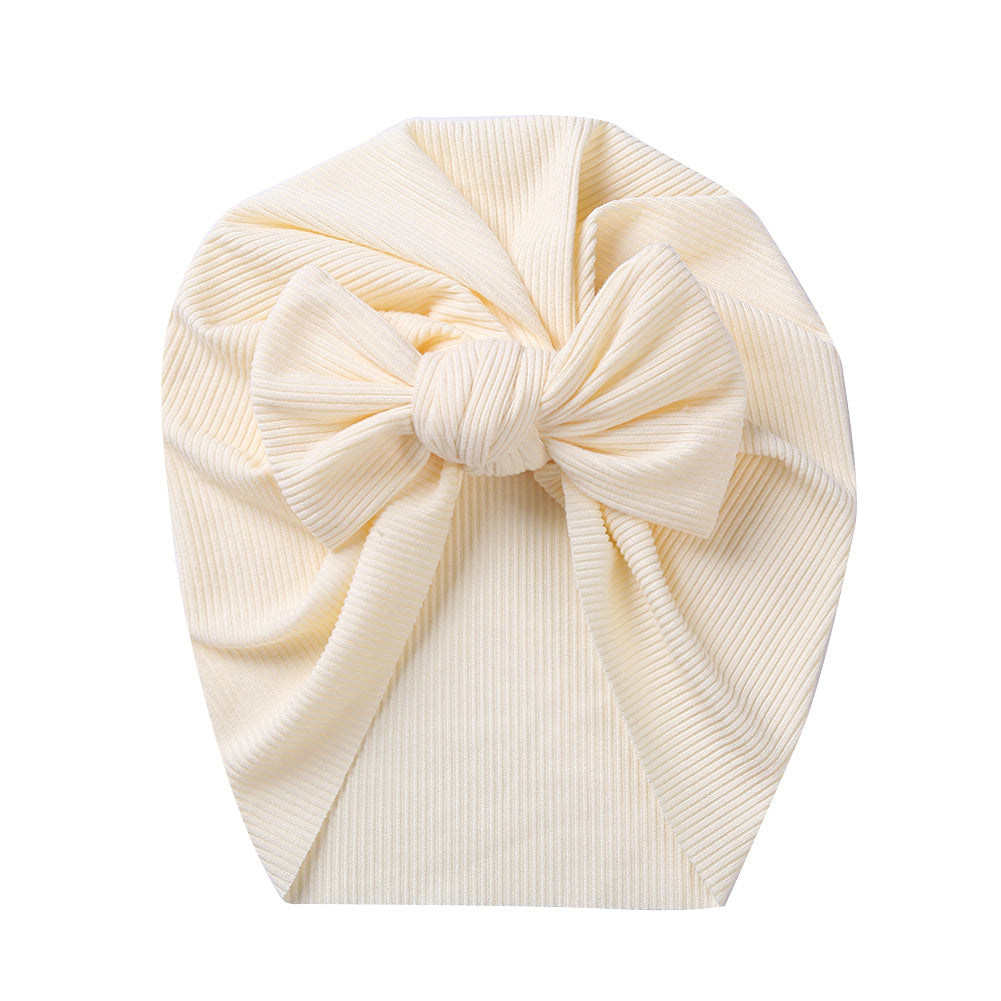 Newborn Infant Bow Decor Head Wrap Beanie Hat Turban Headband Headwear