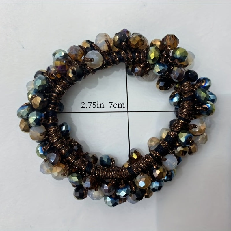 Vintage Hair Rope Faux Pearl Crystal Rubber Band Hair Accessories