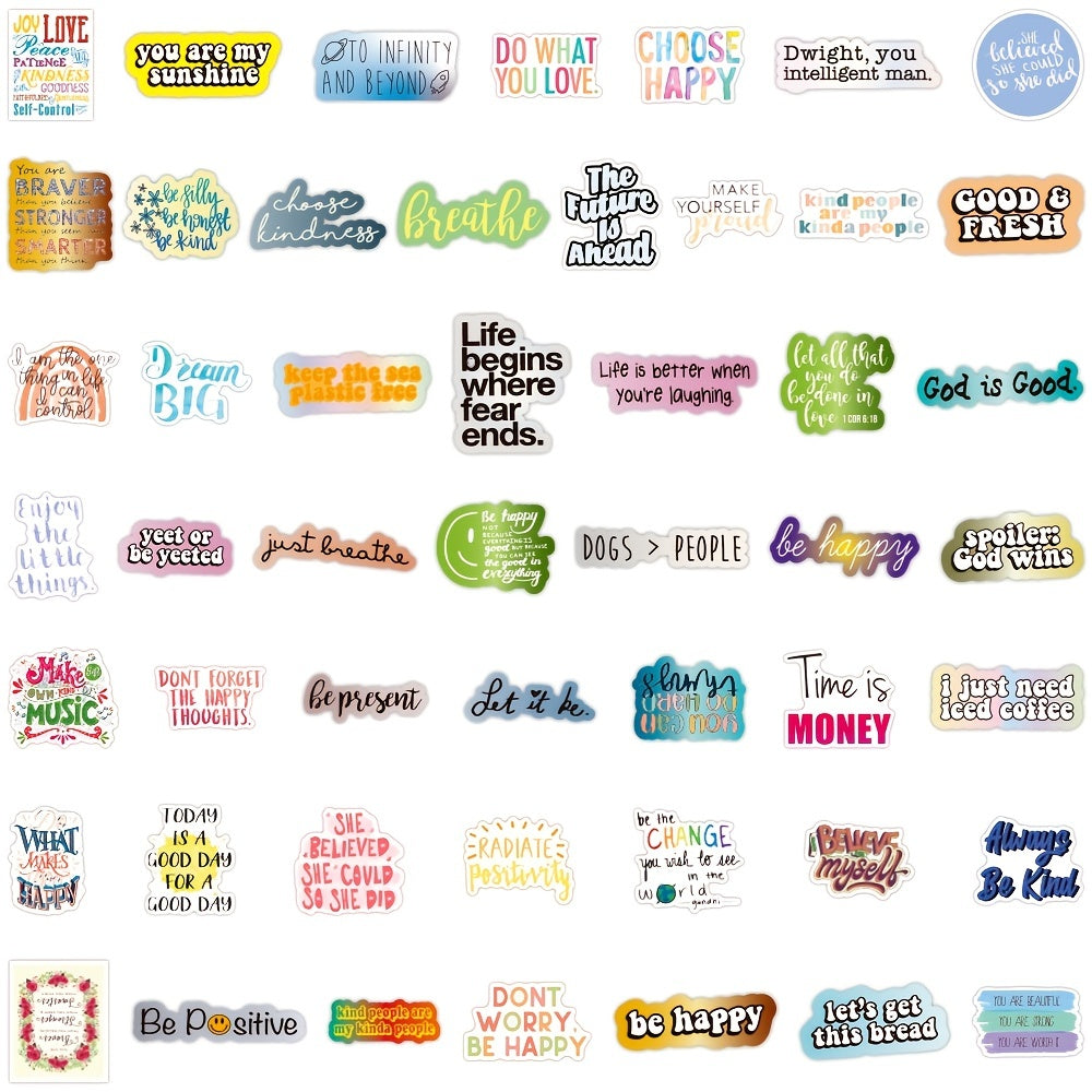 100pcs Positive Quote Stickers Motivational Waterproof Vinyl Stickers
