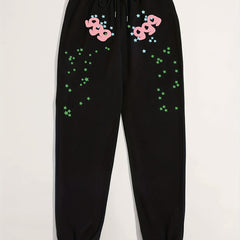  Star & Number Print Drawstring Sweatpants Women's Plus
