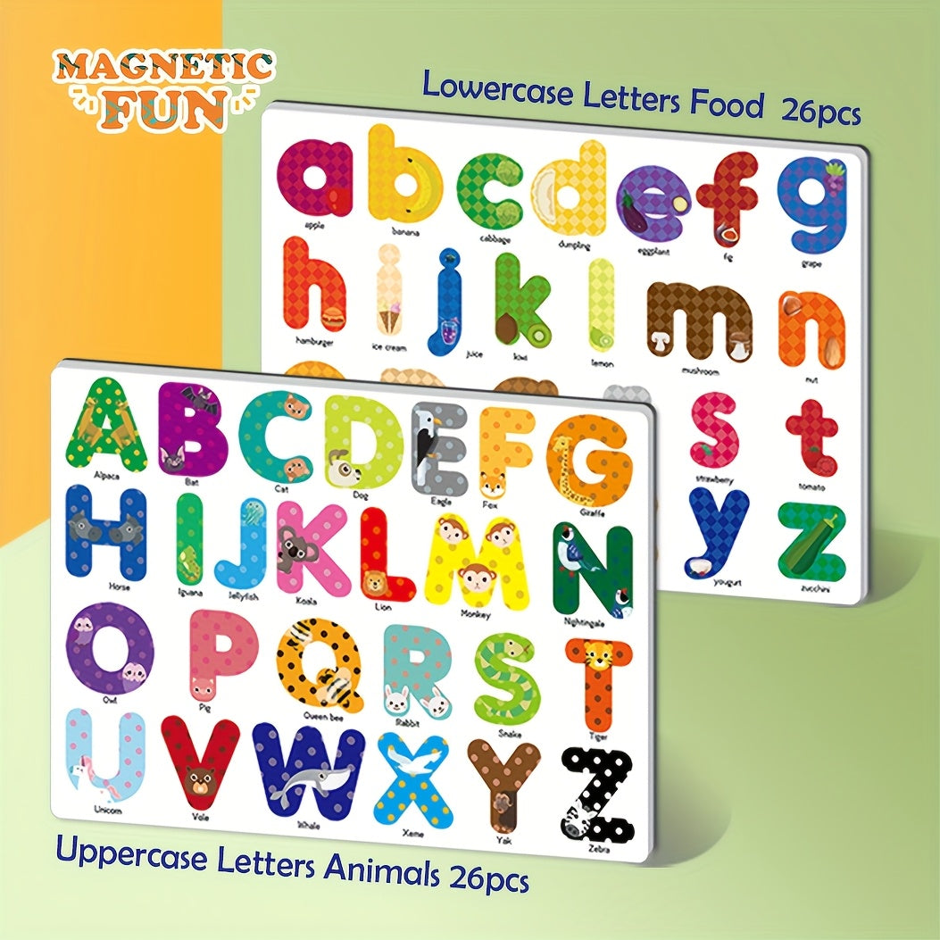 Magnetic Letters & Numbers Clock Toy Set ABC Numbers Colorful Animals