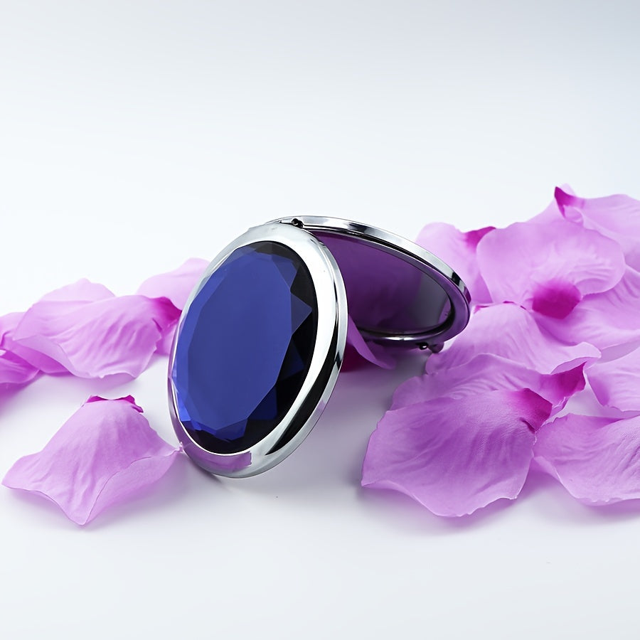 Mini Crystal Makeup Mirror Double Side Folding Makeup Vanity Hand Mirror