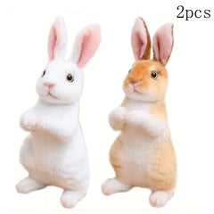2pcs Beige Bunny Plush Toys - Perfect for Video Game Fans & Easter Decor